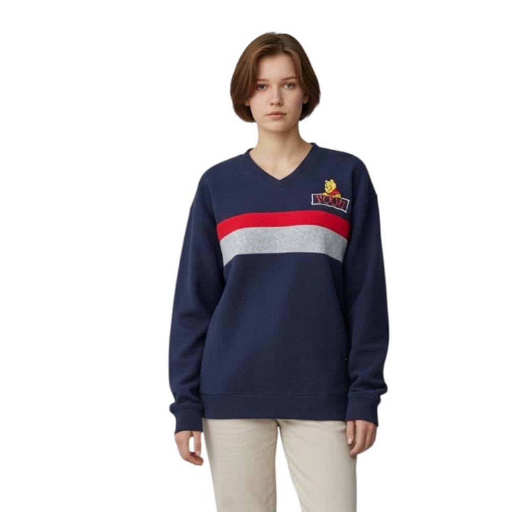 Vintage Winnie The Pooh Fleece V-Neck Kidcore Disney